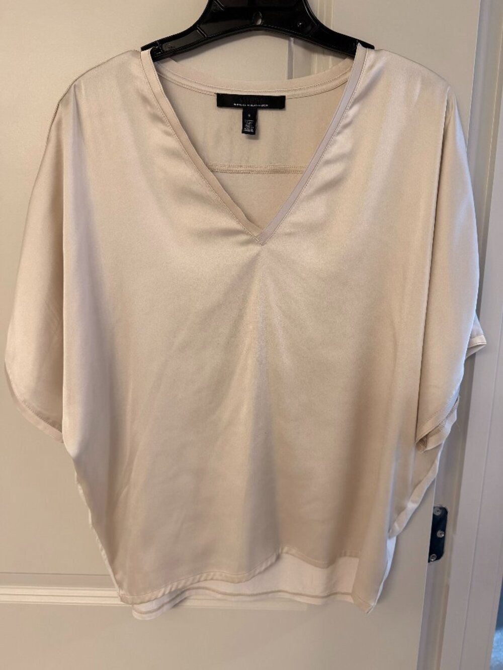 White House Black Market Satin V Neck Tee